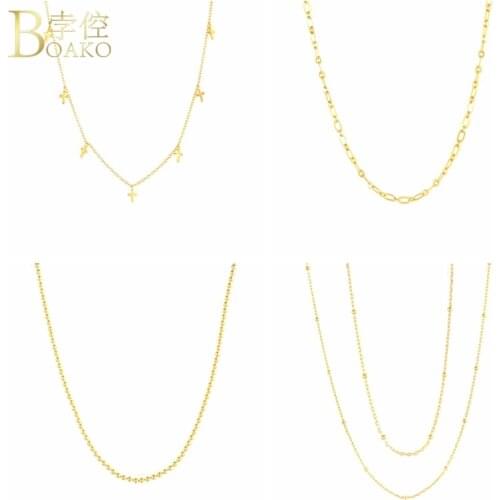 BOAKO 925 Sterling Silver Gold Cross Pendant Chain Chocker Women Necklace 2020 Fashion Luxury Fine Jewelry Party Wedding Gifts