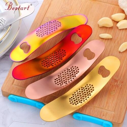 Colourful Garlic And Garlic Press