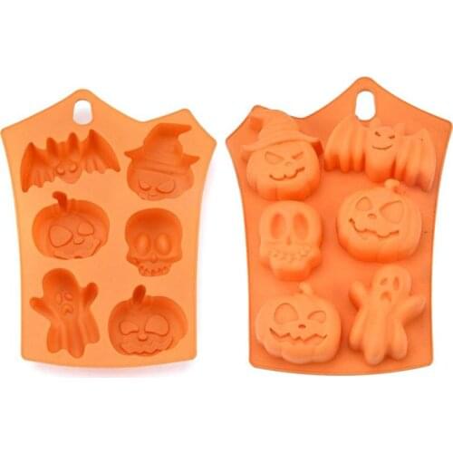Halloween Home Pumpkin Ghost Cookies Molds DIY Silicone Cake Chocolate Fondant Baking Moulds Tools For Festival Halloween Party