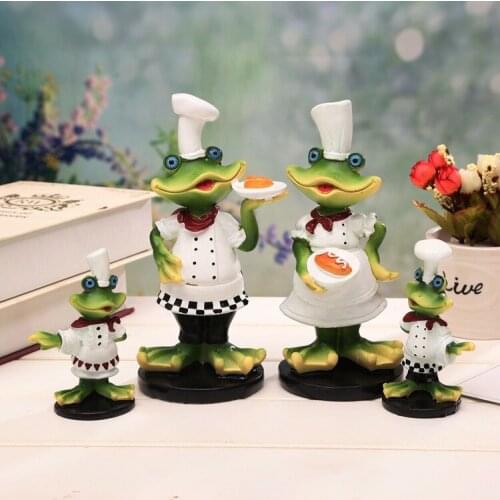Creative Resin Frog Chef Figurines Ornaments Cute Frog Chef Crafts TV Cabinet Decor Home Decoration Accessories Birthday Gifts