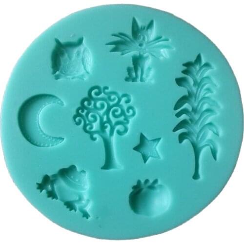 Corn Cat Moon Frog Tree Pumpkin Fondant Mold,Resin Clay Chocolate Candy Silicone Cake Mould,Fondant Cake Decorating Tools E201