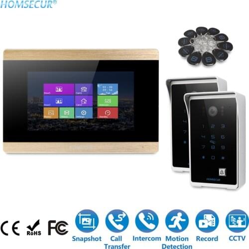 HOMSECUR 7" Video Door Entry Phone Call System+Intra-monitor Audio Intercom BC081+BM715-G