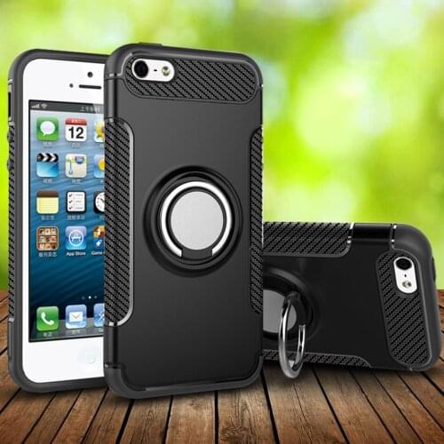 Kolpler Finger ring brackets holder case bumper on for iPhone 5s SE case cover Adsorption stand covers holder for phone in car