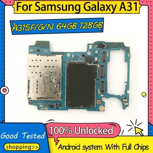 100% Original Unlocked Mainboard for Samsung Galaxy A31 A315F A315G A315N Motherboard 4GB RAM 64GB 128GB ROM Logic Board