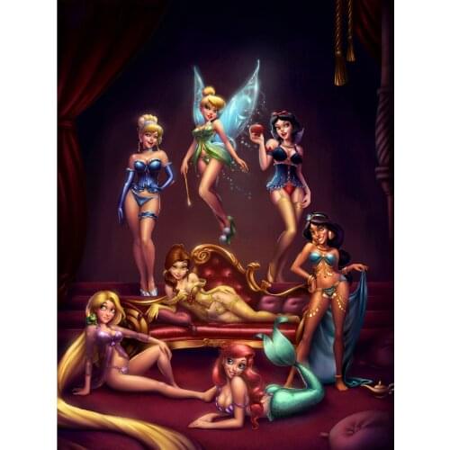 Diamond Painting Kit 5D DIY Cartoon Fairy Princess Cross Stitch Sexy Girls Mosaic Set Rhinestone Wall Sticker Home Decoration