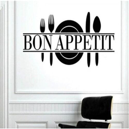 French Letter Good Appetite Wall Sticker bon APPetit Kitchen DinningRoom Decor Decal Self Adhesive Carved Sticker Home Art Mural