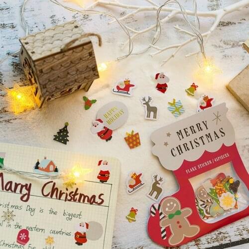 Cartoon Merry Christmas stickers scrapbooking DIY die cutting sticker pack Christmas Father tree snowflake gingerbread design