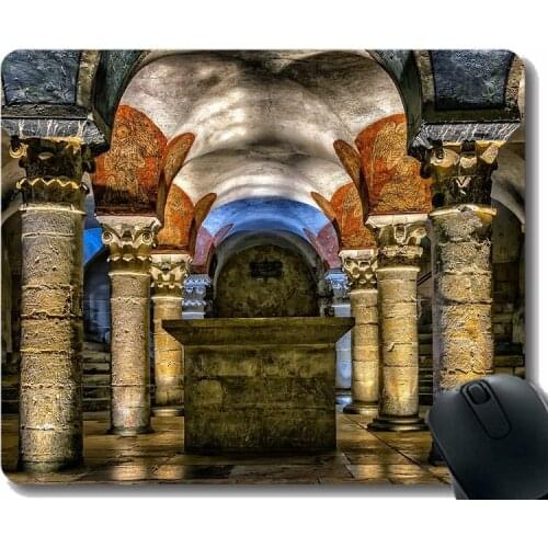 Mouse Pad Non-Skid Natural Rubber Rectangle Mouse Pads,Burial Chamber Tomb Resting Place Rubber Mousepad Stitched Border