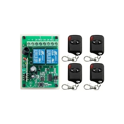 NEW DC12V 2CH RF Remote Control Switch System teleswitch 4 X Transmitter + 1 X Receiver 2ch relay smart home z-wave 315/433 MHZ