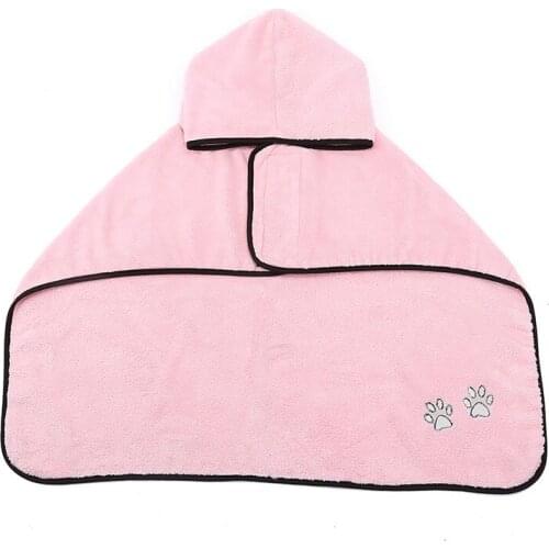 Solid Color Pet Bathrobe Absorbent Quick-Drying Bath Towels Soft Cat Dogs Blabket Pet Supplies
