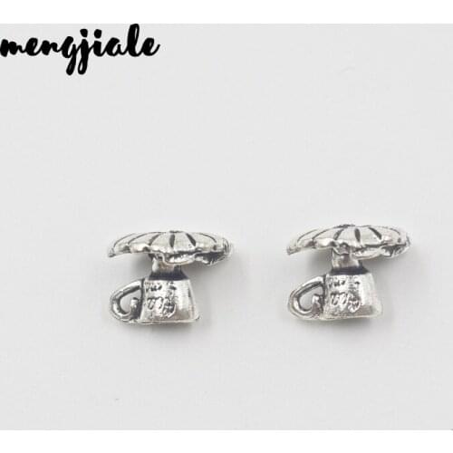 12pcs/lot Charms Coffee Mug Pendant Tibetan silver Zinc Alloy Fit Bracelet Necklace DIY Metal Jewelry Findings 14*12mm