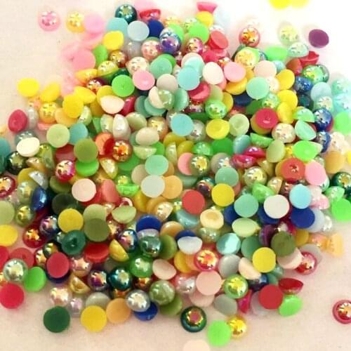 Mix 1000pcs/lot 3mm semi- half Round Flatback AB Pearl Christmas Craft Embellishment Wedding Decoration/ Nail art