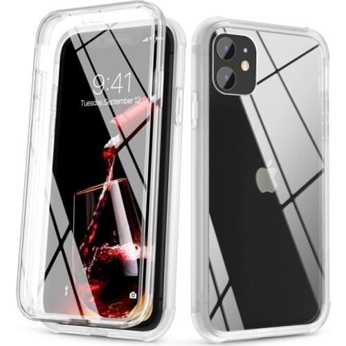 Clear Hard case for iphone 11 XR Case with screen protector 2 in 1 Full Protect Shockproof Case capa Cover for iphone XR Cover