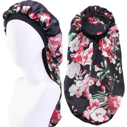 Bonnets For Women Silk-printed Long Hair Nightcap Long Hair Cap Elastic Hair Band And Headscarf Cap Can Be Printed With LOGO 67