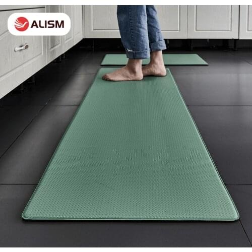 PU Leather Comfortable Kitchen Mat Rug Carpet Thicken Aggravate Non Slip Waterproof Oilproof PVC Floor Mat Carpets Laundry Room