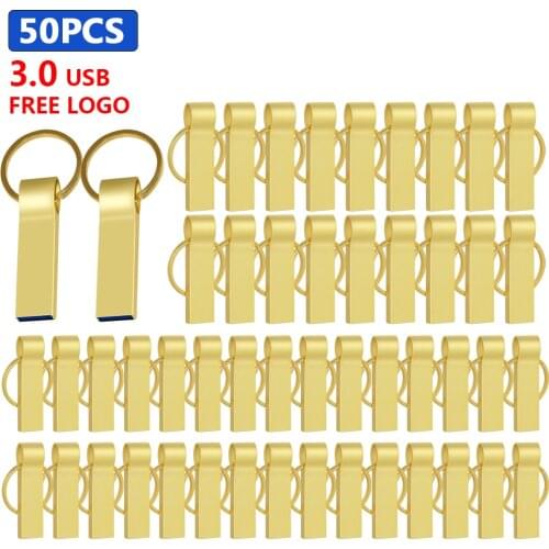 50pcs/lot free logo USB flash drive 32GB pen drive metal Waterproof 8GB 16GB 32GB 64GB 128GB USB 3.0 memory stick U Disk