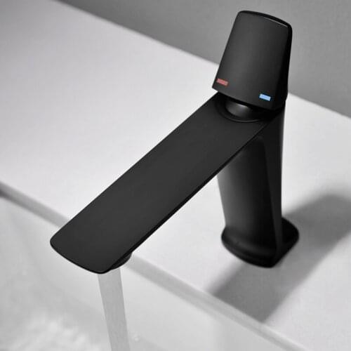 Bathroom Faucet Black Single Handle Hot And Cold Mixer Tap Water Wash Basin Deck Mounted Modern Single Hole Basin Faucet