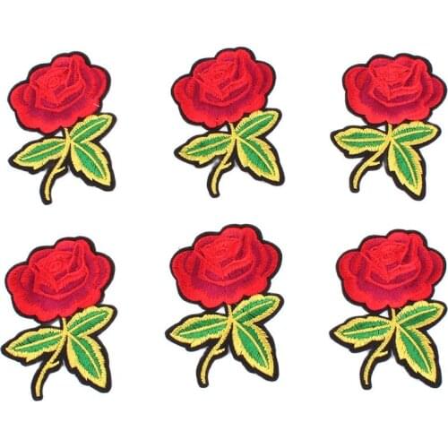 10pcs/lot Embroidered Penoy Flower Patch Iron On Rose flower stickers for Dress Shirts Jeans Clothes appliques Coats Motif Badge