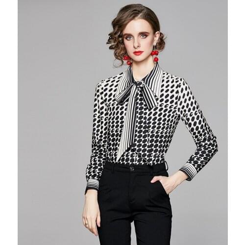 Necktie women shirts blouses Geometric Blouse Womens Clothes Blusas Long Sleeves Spring Fall ropa para mujeres de moda Fashion