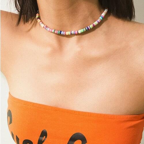 Bohemian Nekelace for Women Polymer Clay Necklace Soft Pottery Choker Necklace Boho Holday Beach Female Jewerly AM3177