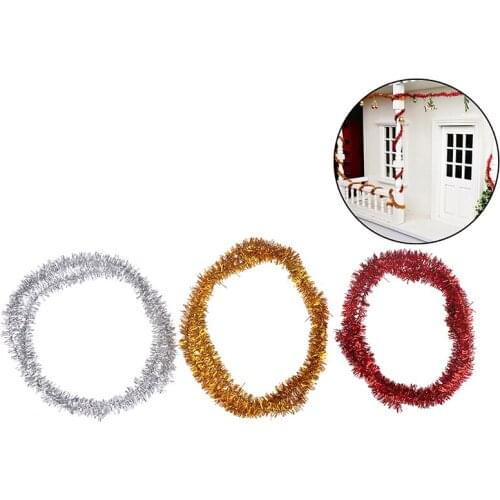 1:12 Dollhouse Miniature DIY Dollhouse Decorative 1 String Of Colorful Stripes & Led String Light for Doll House Christmas Decor