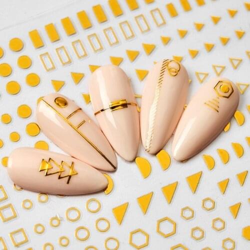 1 Sheet Geometric Style Nail Decal Gold Sticker For Nail Pattern Paper Nail Tip DIY Design Manicure