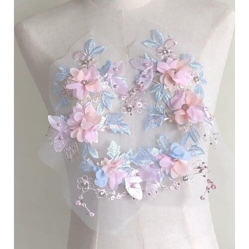 1 Pair DIY Floral Embroidery Patches For Clothing DIY Parches Appliques For Wedding Dresses Decoration Parch Ropa