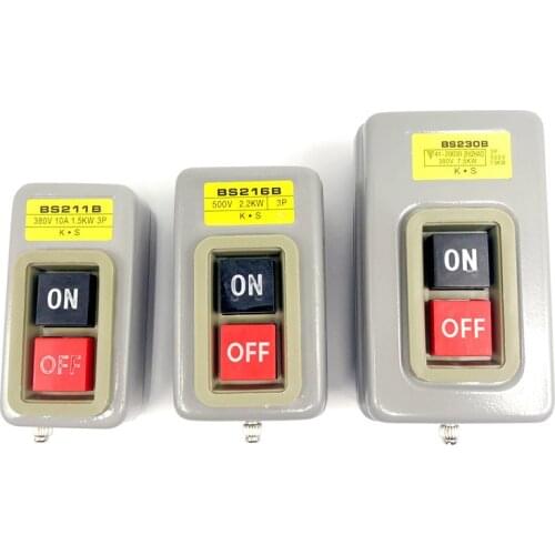 Industrial household Power Control Button Switch Three-phase Motor Start Button and Press Switch BS211B/216B/230B 1.5/2.2/3.7KW