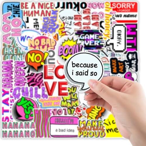 10/50pcs English Phrases Stickers For Notebook Scrapbooking Material Craft Supplies Vintage Motivational Stickers
