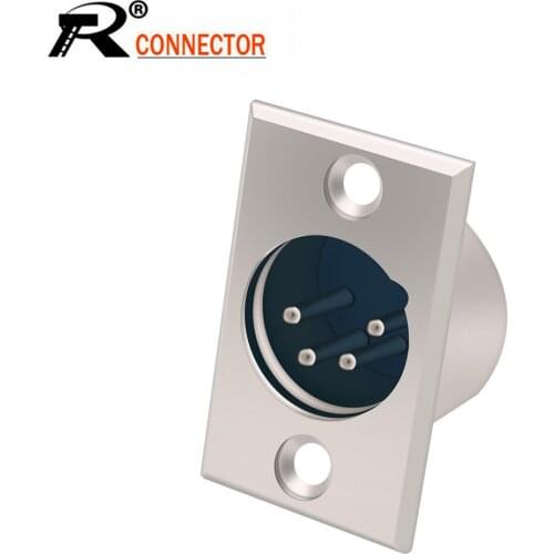 10pcs/lot XLR Connector 4 PIN XLR Male Plug Panel Mount Metal Nickel Plated XLR Chassis Wholesales