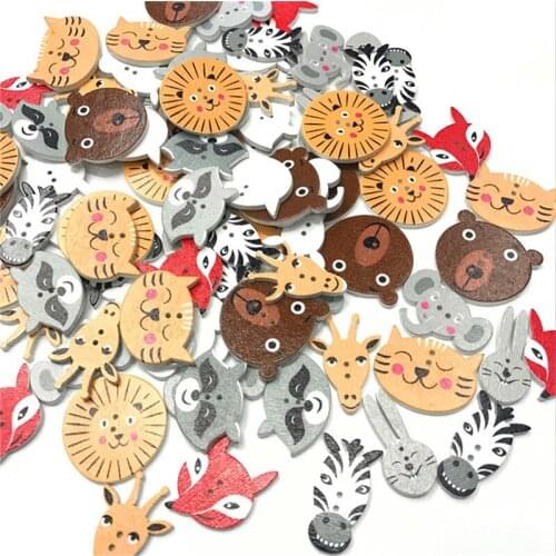 150PCS 2 Holes Mixed Animal Fish Wooden Buttons for Clothes Crafts Sewing Decorative Needlework Scrapbooking DIY Accessories