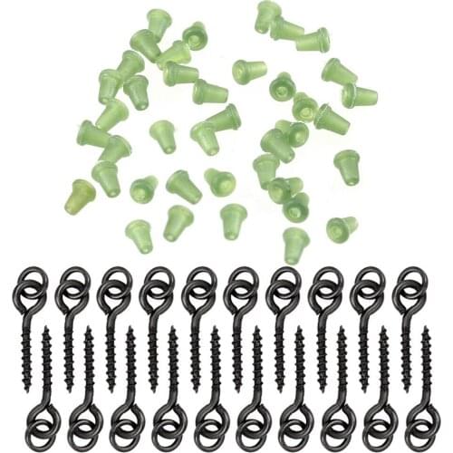 20pcs Threaded Boilie Bait Screws 40pcs Fishing Hook Stop Hook Boilies Stopper Fishing Hook Block Beads Carp Fishing Tackles