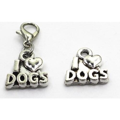 2018 Hot Selling 20pcs I Love Dogs Charms Lobster Clasp Charms Diy Jewelry Accessory For Bracelets Floating Hanging Charms