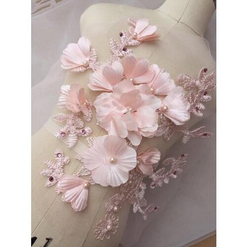 22.5cm*16.5cm Exquisite 3D Flower Lace Applique, Embroidery Bridal Applique, Children Headband Lace Appliques 6 Colors