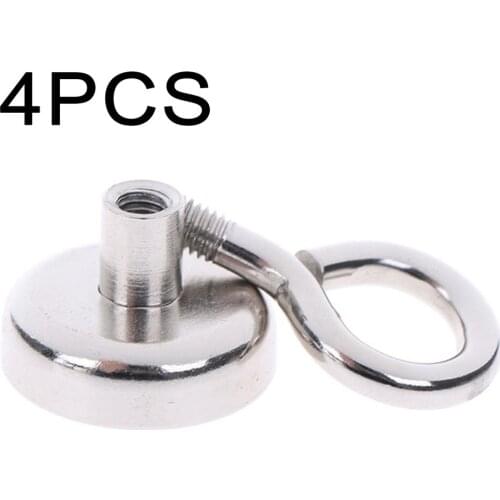 4pcs Magnetic Hooks Powerful Heavy Duty Neodymium Magnet Metal Hunting Sea Fishing Detector Silver Metal Accessories