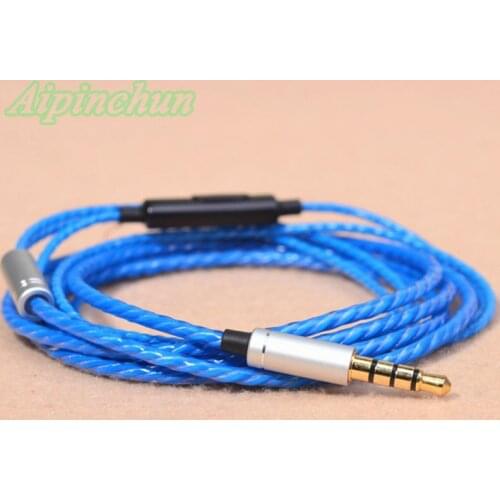 Aipinchun 3.5mm CTIA 4-Pole Jack DIY Earphone Audio Cable with Controller Repair Replacement Headphone OFC Wire Cord AA0231