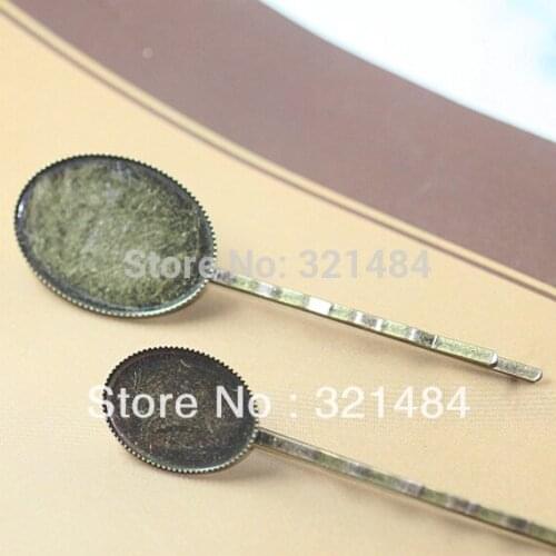 Antique bronze 200piece18x25mm bezel setting Hair bobby pin Hairpin DIY