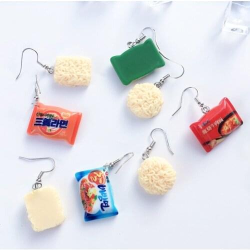 Fun instant noodles Earrings simulation food and play asymmetric funny ear clip fashion women jewelry