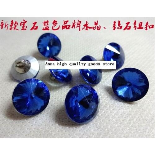 Free shipping 30pcs/lot Crystal buttons Dark green sapphire blue knit shirt buttons 10 mm 12mm
