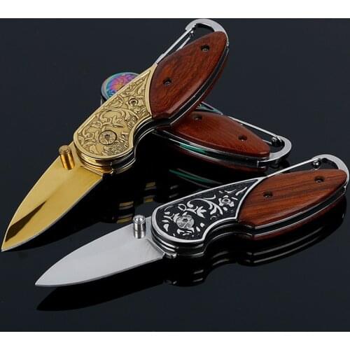 Damascus Camping Tactical Outdoor Multi-function Survival Pocket Knife Titanium Blade Keychain Folding Blade Knives EDC Tools