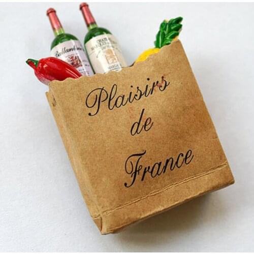 G05-X4535 children baby gift Toy 1:12 Dollhouse mini Furniture Miniature rement-Fruit Wine kraft paper bag set