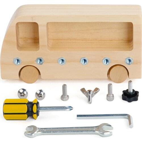 Kid Montessori Daily Life Busy Bus Teaching Tools Toys Boys Girls Puzzle Exercise Hands-on Ability Screw TableHoliday Toys Gifts