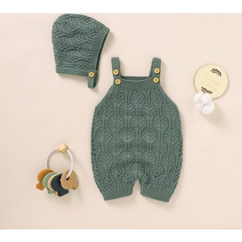 Baby Rompers Sleeveless Jumpsuits Caps Two Pieces Sets for Newborn Infant Kids Boys Girls Sweater Outfits Childrens Cotton Wear