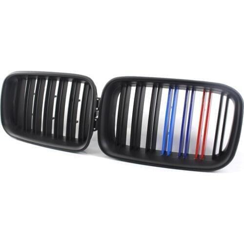 For BMW 3-Series E36 92-96 Matte Black Double Slat M-Color Front Racing Grille