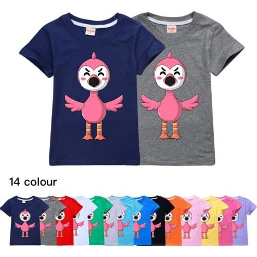 Flamingo Flim Flam Teen Girls Clothing Boys Cotton Summer Casual Tops Shopily Short-sleeved T-shirts Kawaii Clothing Kids Tees