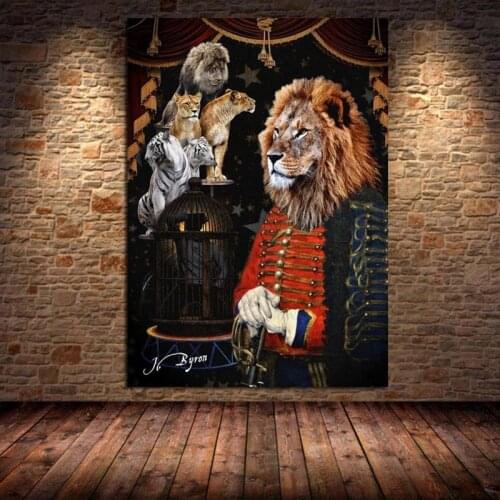 Art Posters Mafia Lion Smoking In Suit Play Snooker Canvas Painting Wall Art Pictures Prints for Living Room Home Decor Cuadros