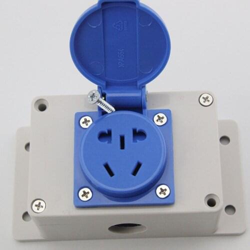IP55 Outdoor Waterproof Dustproof Socket 10A 5 holes Power Outlet Industrial Plug Electrical Socket with Waterproof Cover