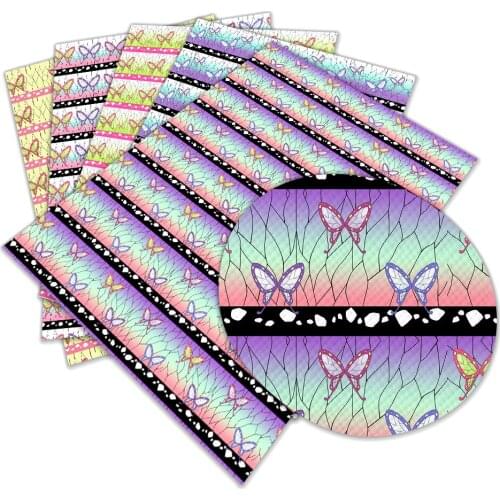 New Hot Sale Japan Anime Butterfuly Cartoon Pattern Design A4 22x30cm Printed Faux Leather for DIY Bag Material Fabric L305 L306