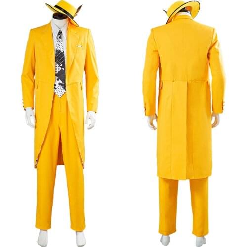 Movie The Mask Jim Carrey Yellow Suit Cosplay Costume Men Uniform Outfits Halloween Carnival Costume