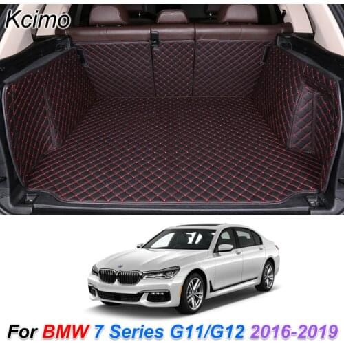 Custom Leather Car Trunk Mats For BMW 7 Series 2016 2017 2018 2019 Rear Trunk Floor Mat Tray Carpet Cargo Liner Car Accessories